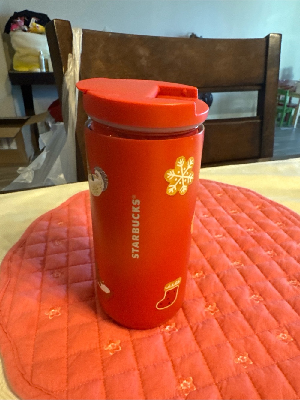 Starbucks Red Holiday Snowflake Travel Mug